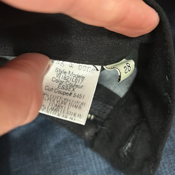 Rag & Bone Lamb Leather + Jean Combo Skinny Pant, Blue, Black, Size 28 - Picture 12 of 14
